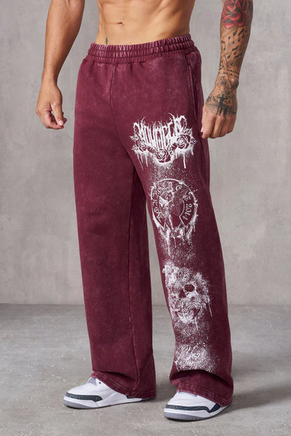 Men's Skull Butterfly Print Mesh Shorts washed